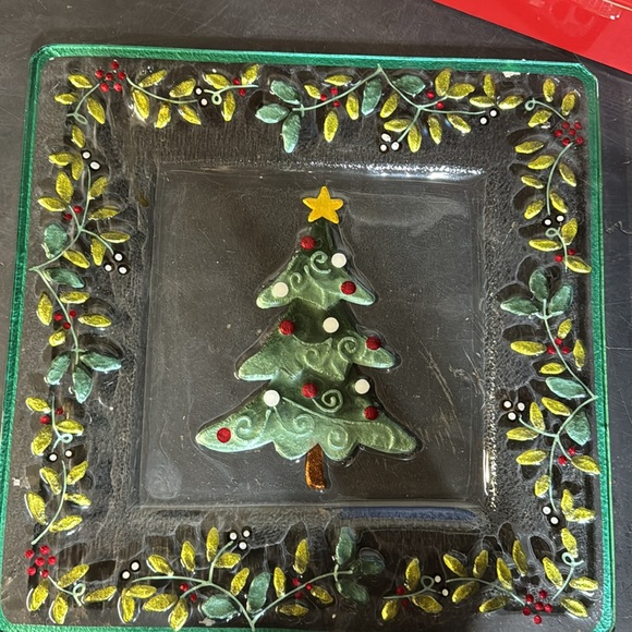 NWT Vintage Discontinued Pfaltzgraff Winterberry Square Christmas Tree Platter - Picture 3 of 3